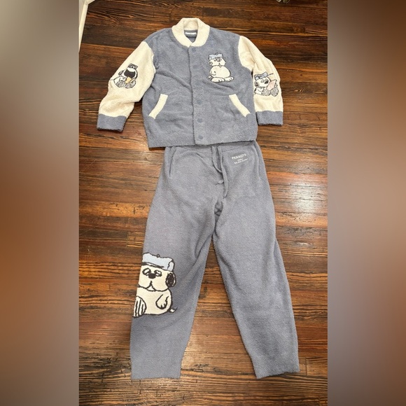 Peanuts Gelato Pique Mens Olaf Babymoco Button Up Cardigan & Pants Sz L NWT - Picture 1 of 15